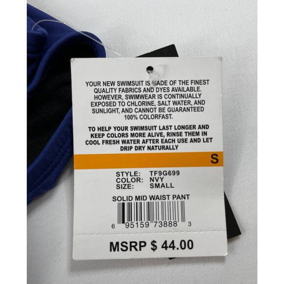 24th & Ocean Solid Smoothing Mid Waist Bikini Swimsuit Bottom Blue NEW Small - Picture 7 of 8